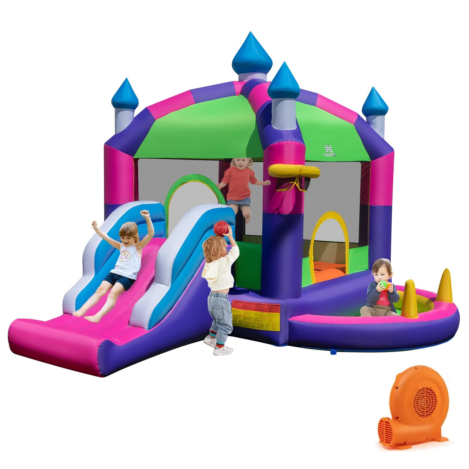 BOUNTECH Inflatable Bounce House with Canopy Overhead Cover