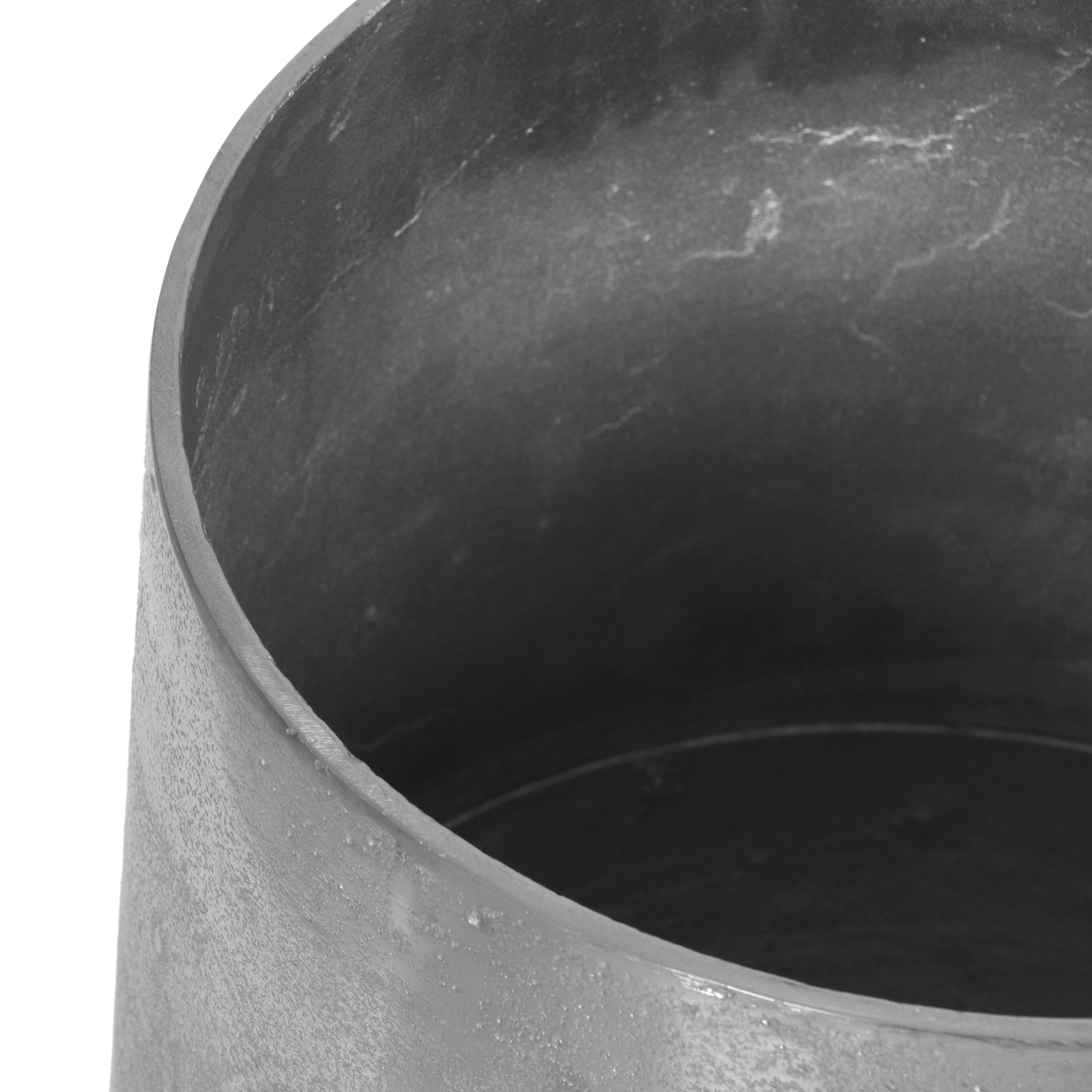 Ware Odum Handcrafted Two-Toned Aluminum Drum Planter, Pewter