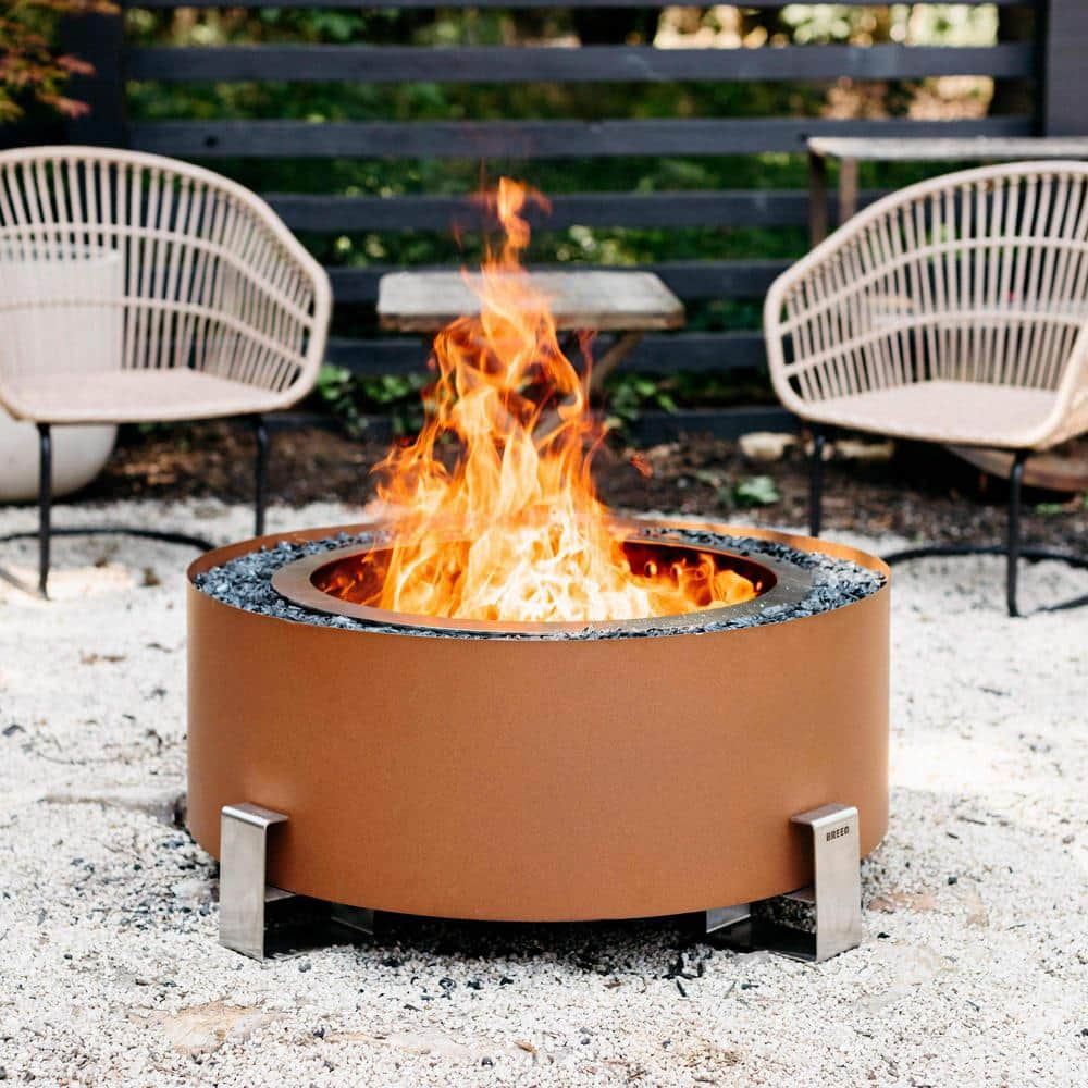 Breeo Luxeve Earth Rust With Black Glass Outdoor Smokeless Fire Pit BR-LE24-ETBL