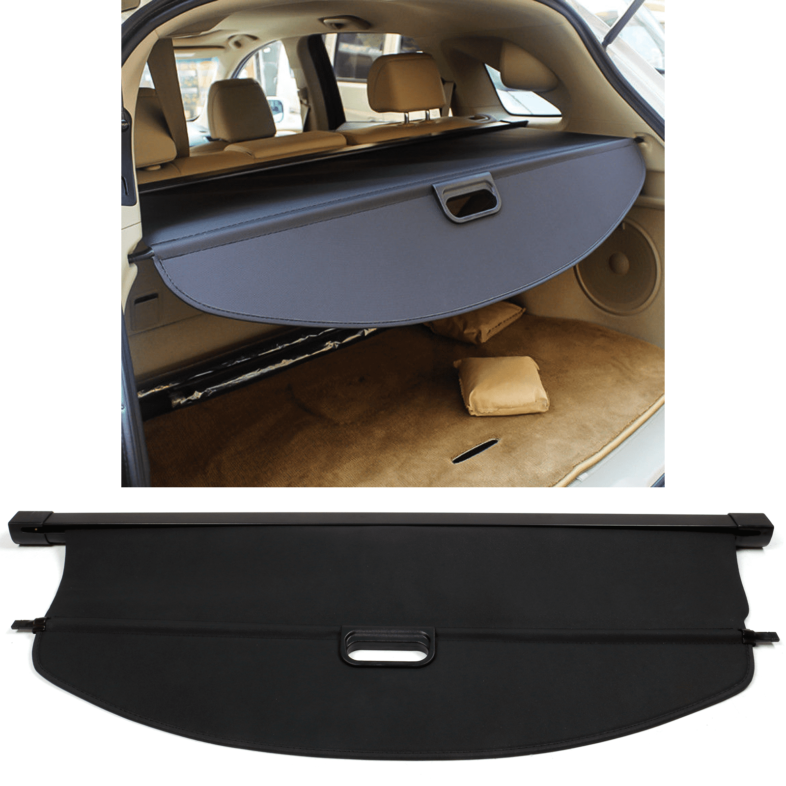 Ikon Motorsports Compatible with 13-18 Acura RDX Tonneau Cargo Shade Cover Black-Vinly+Aluminum Rod