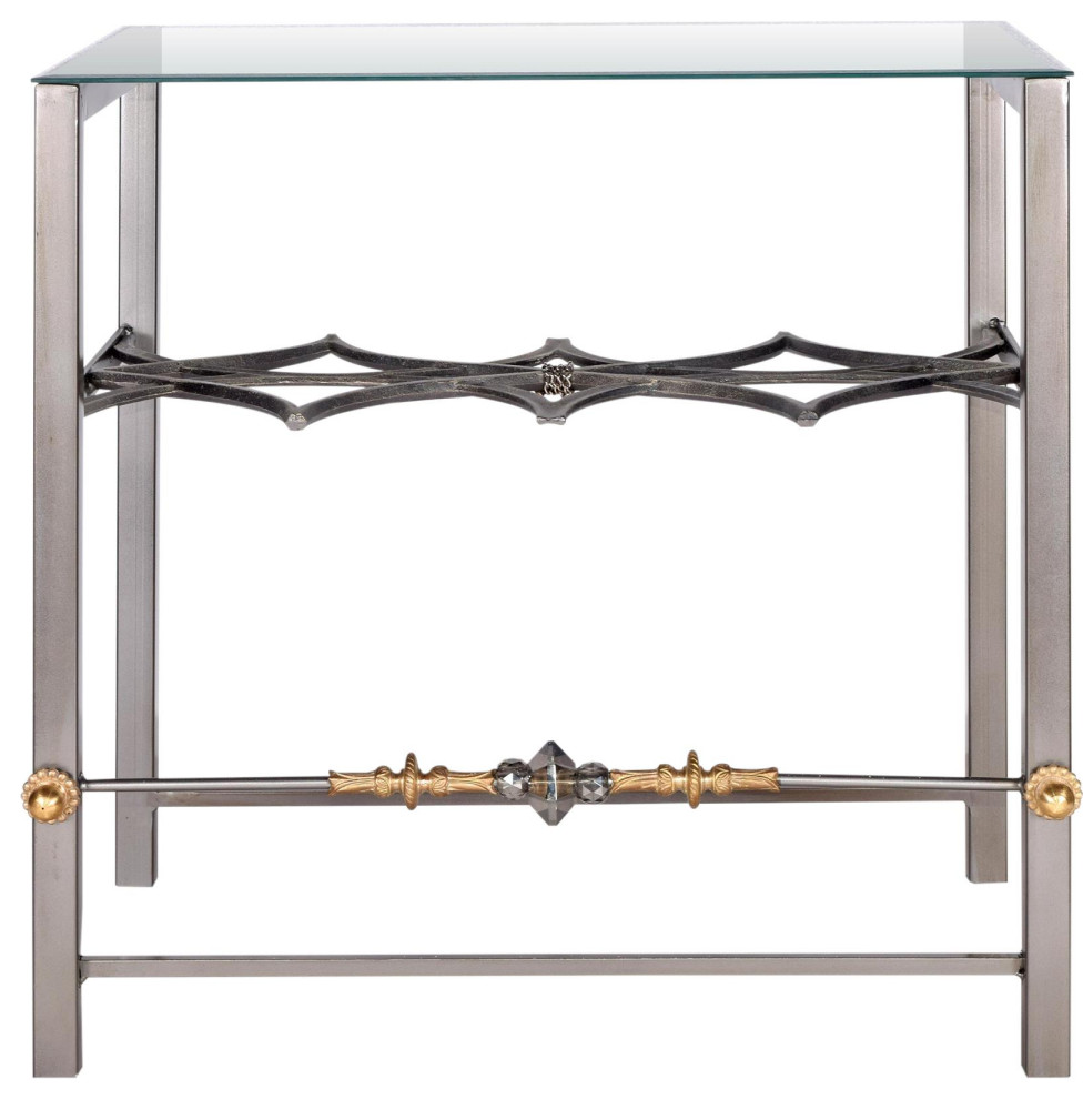 Side Table Ischia Luna Bella Glass Top Hand Wrought Iron Brass Cut   Transitional   Side Tables And End Tables   by EuroLuxHome  Houzz