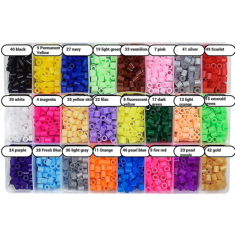 4800pcs 5mm Plastic Tube Beads Toy Beads 24 Color Tube Beads DIY Melty Fuse Small Spacer Beads Refills for Kids Crafts