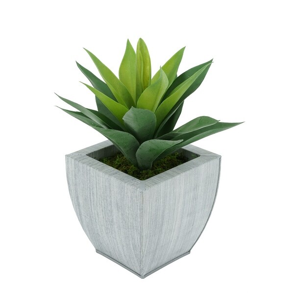 Faux Frosted Light Green Succulent in Tapered Zinc Planter