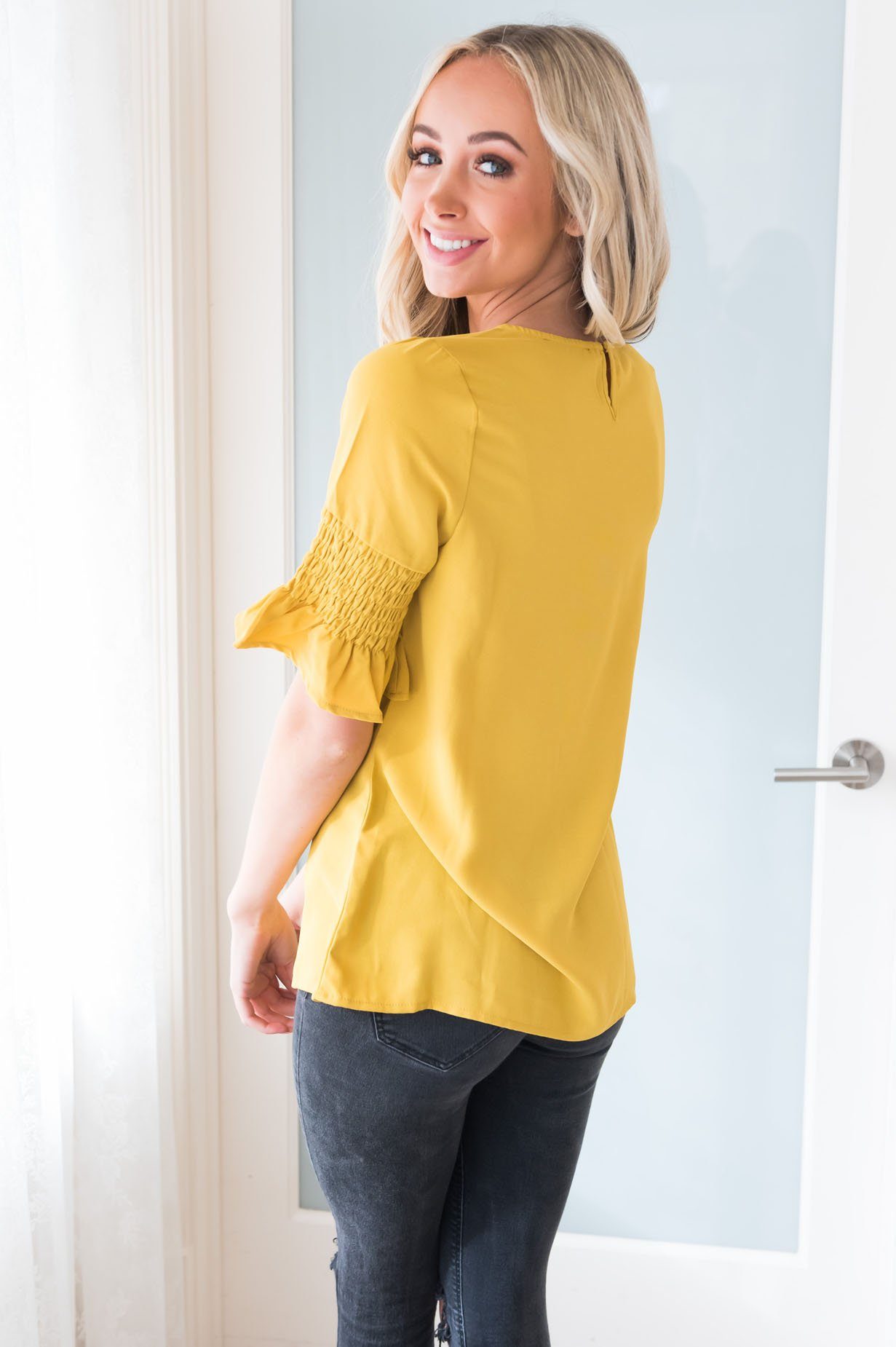 Something New Gathered Sleeve Top