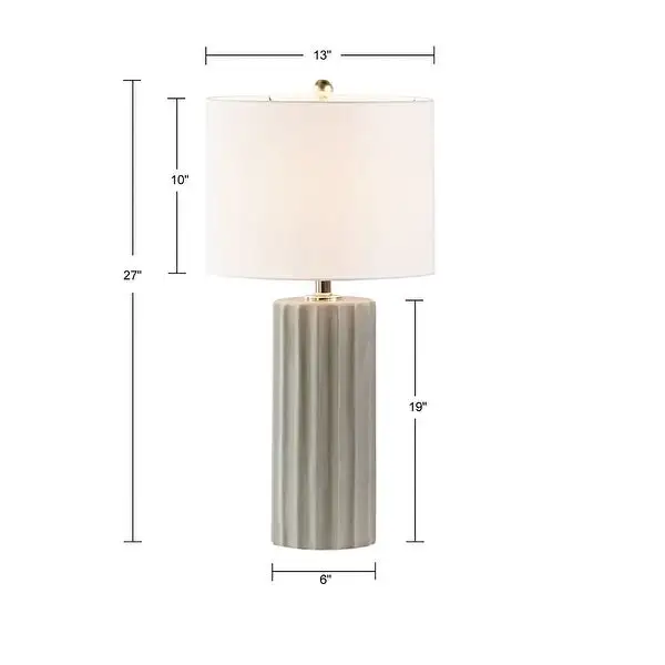 Martha Stewart Glendale Grey Ribbed Ceramic Table Lamp