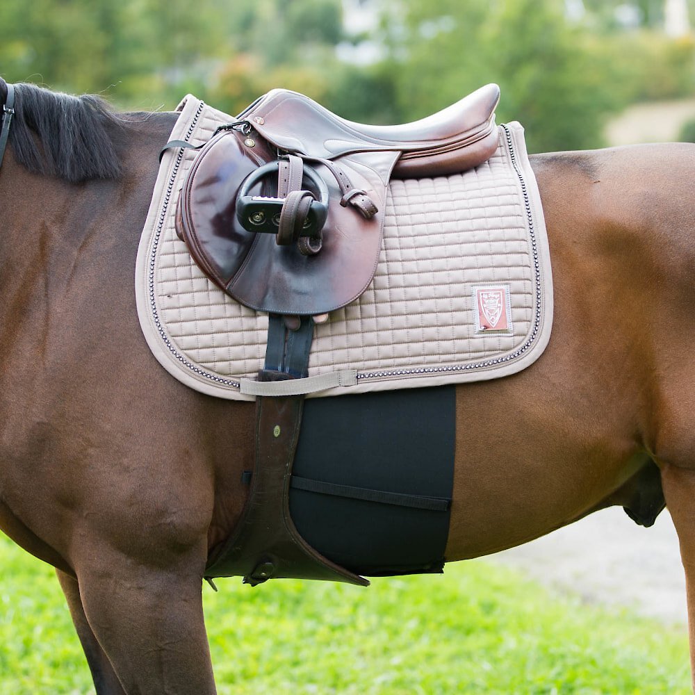 Horze Equestrian Elastic Horse Belly Guard， Black