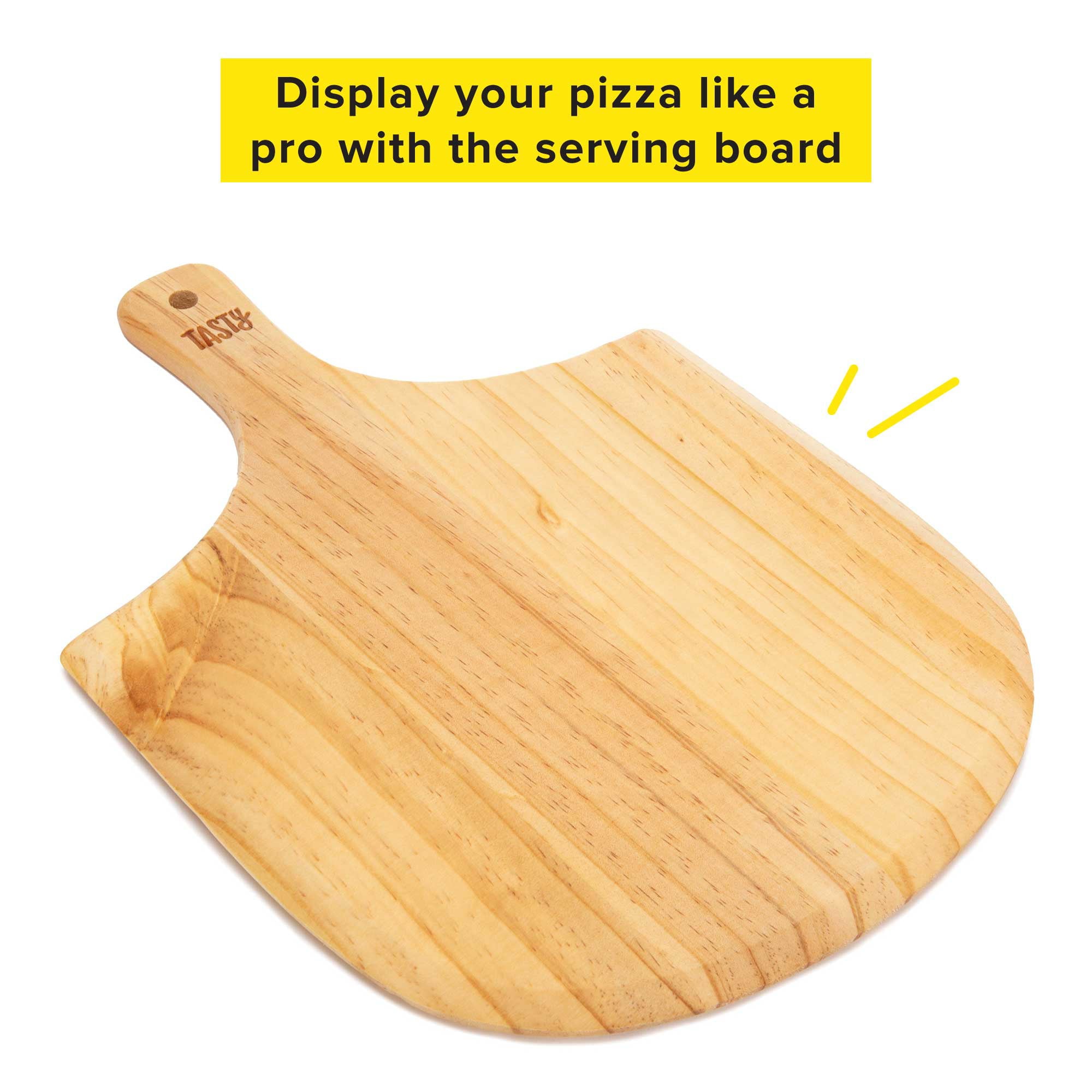 Tasty Kits Pizza Gadget Set, Includes Non-Stick Pizza Pan, Wood Serving Board, and Real Kid-Safe Cooking Tools, Multi-color, 5 Piece