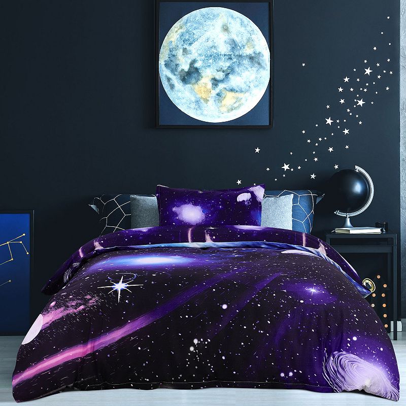 Galaxy Sky Cosmos Night Pattern 3D Printed Bedding Duvet Cover Set Single 2 Pcs