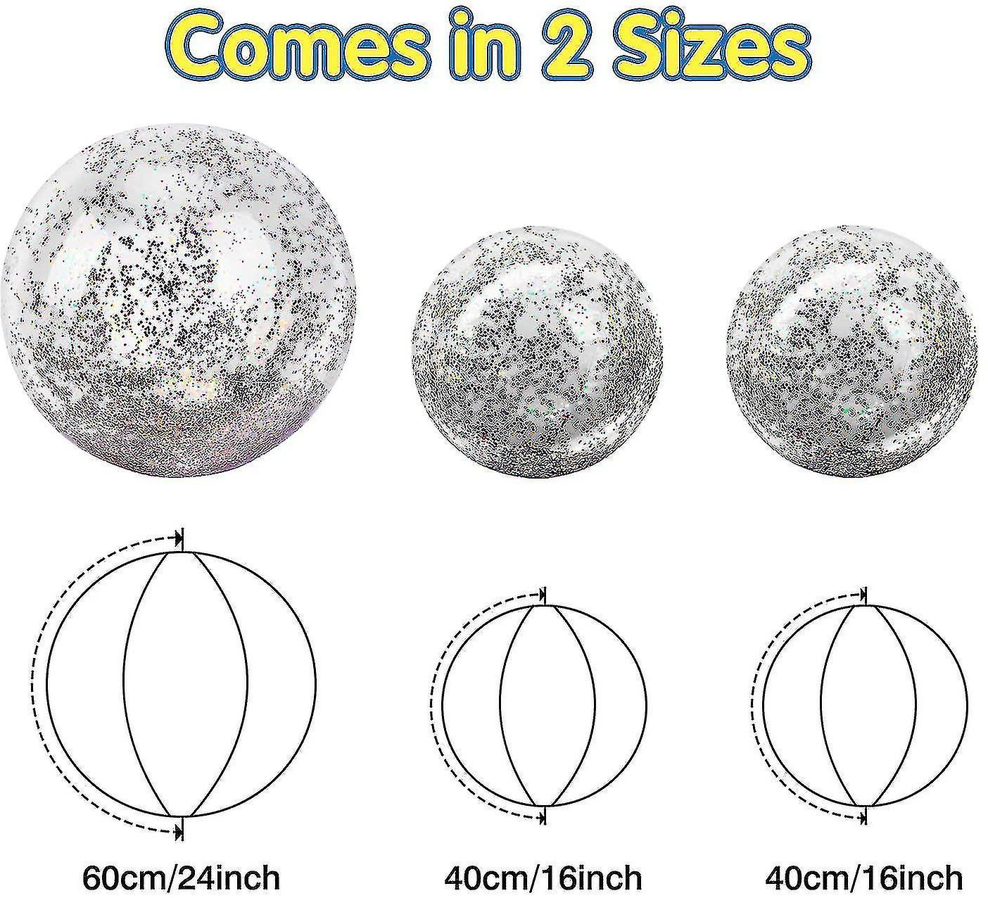 Inflatable Beach Ball， (3 Pack) Giant Glitter Beach Ball Summer Swimming Balls Floatable