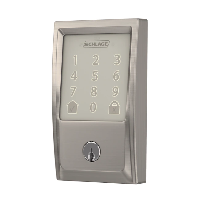 Schlage Encode Century Satin Nickel Wi-fi Compatibility Single Cylinder Electronic Deadbolt Lighted Keypad Touchscreen Smart Lock