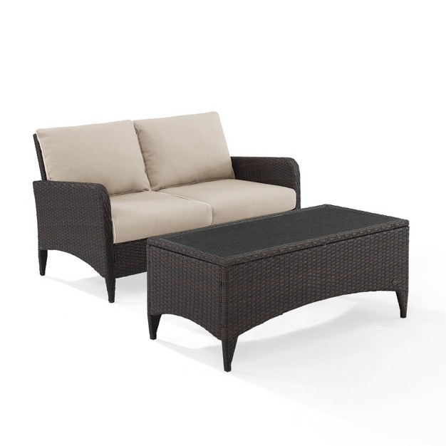 Crosley 2pc Kiawah Wicker Outdoor Patio Seating Set