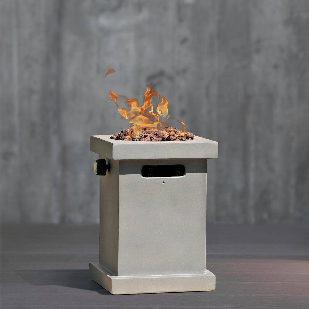 10 in. Patiorama Outdoor Square Concrete Gas Propane Fire Pit Grey Portable Tabletop PA-40