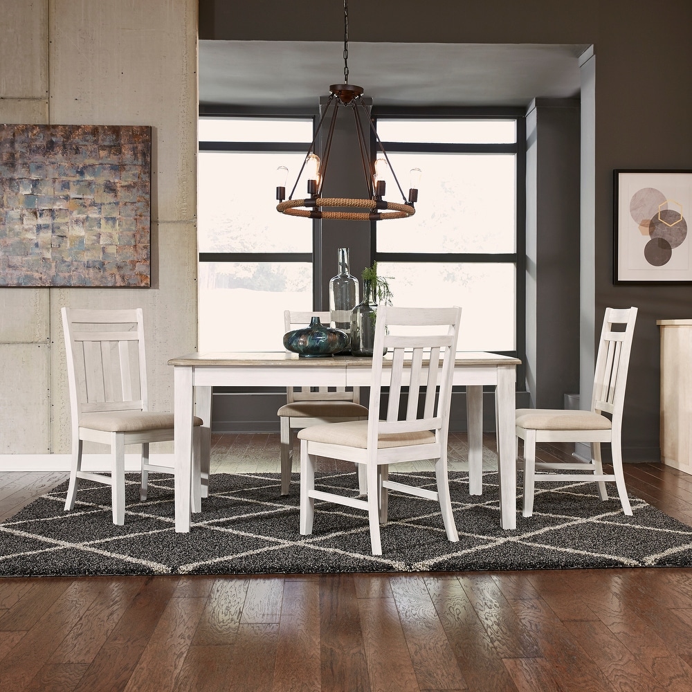 Summerville Soft White Wash Wire Brushed Gray 5 Piece Rectangular Table Set