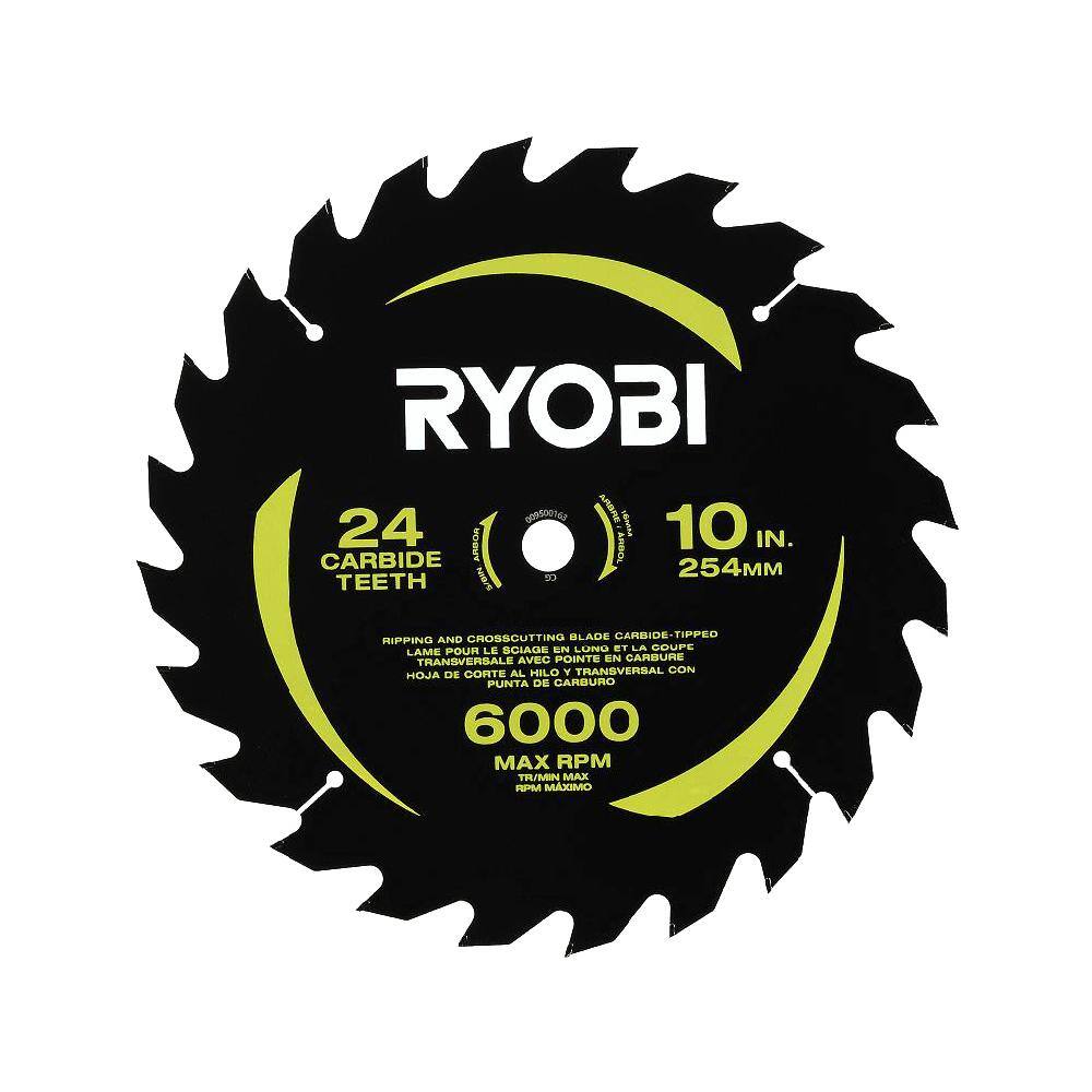 RYOBI 10 in. 24 Carbide Teeth Thin Kerf Miter Saw Blade A181001