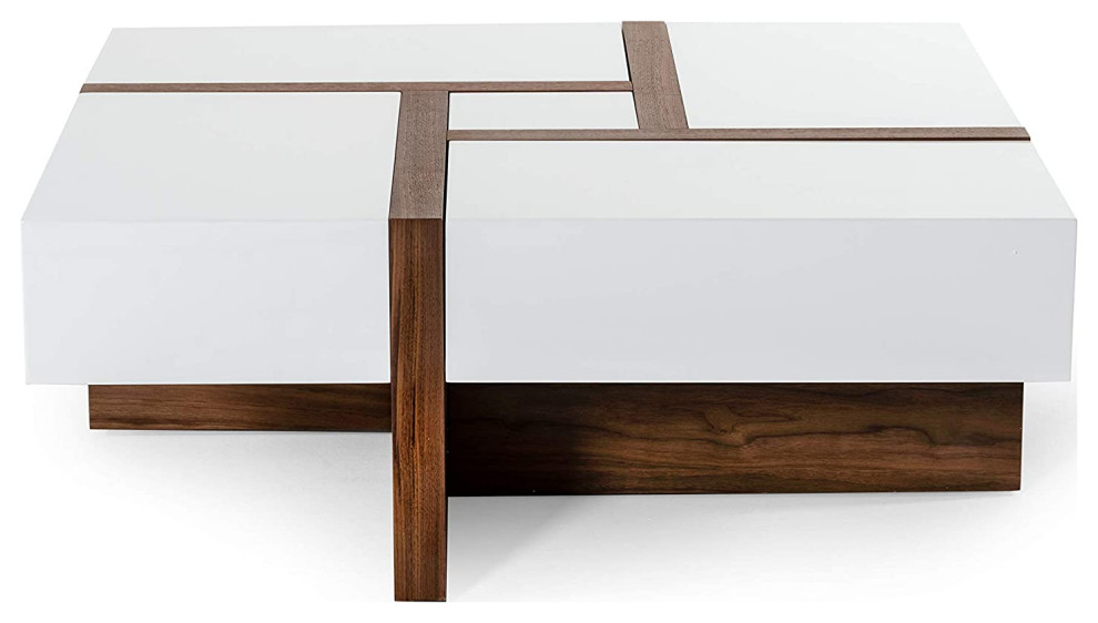 Modern Coffee Table  Square Design With 4 Soft Closing Drawers  High Gloss   Contemporary   Coffee Tables   by Declusia  Houzz