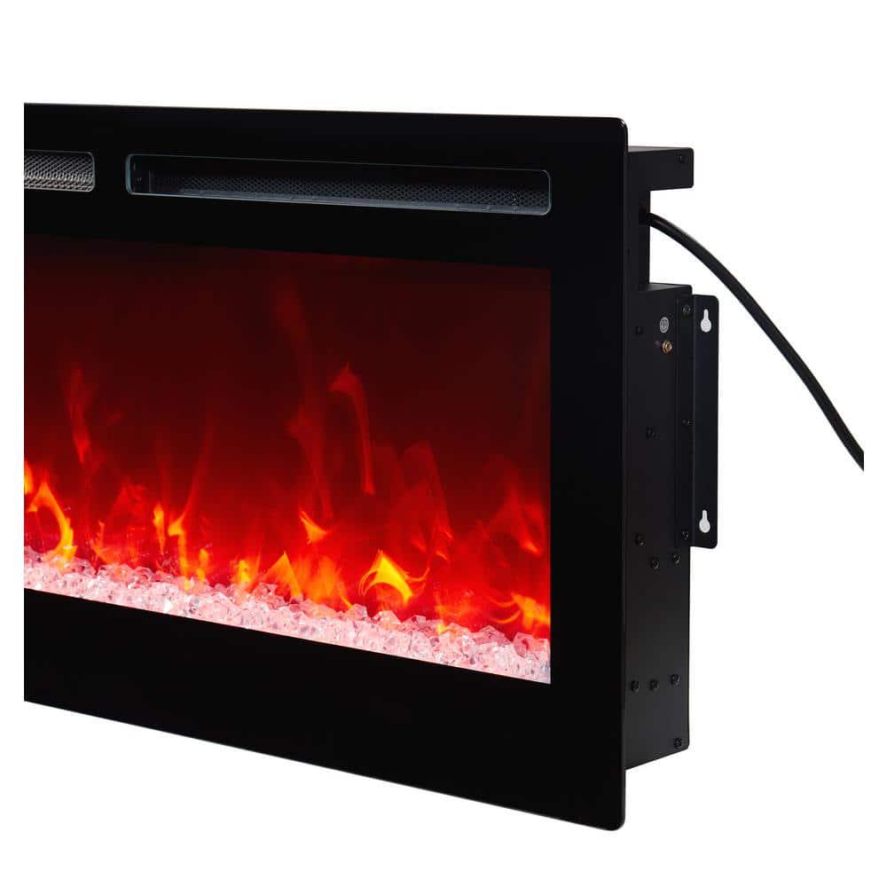 EDYO LIVING 72 in Wall Mount and Recessed Electric Fireplace in Black