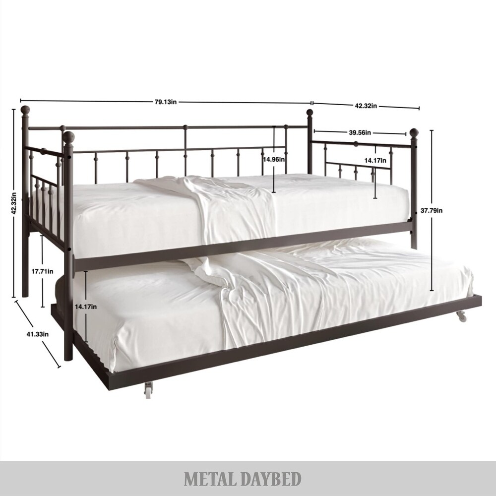 CraftPorch Classic Victorian Metal Twin Daybed with Trundle