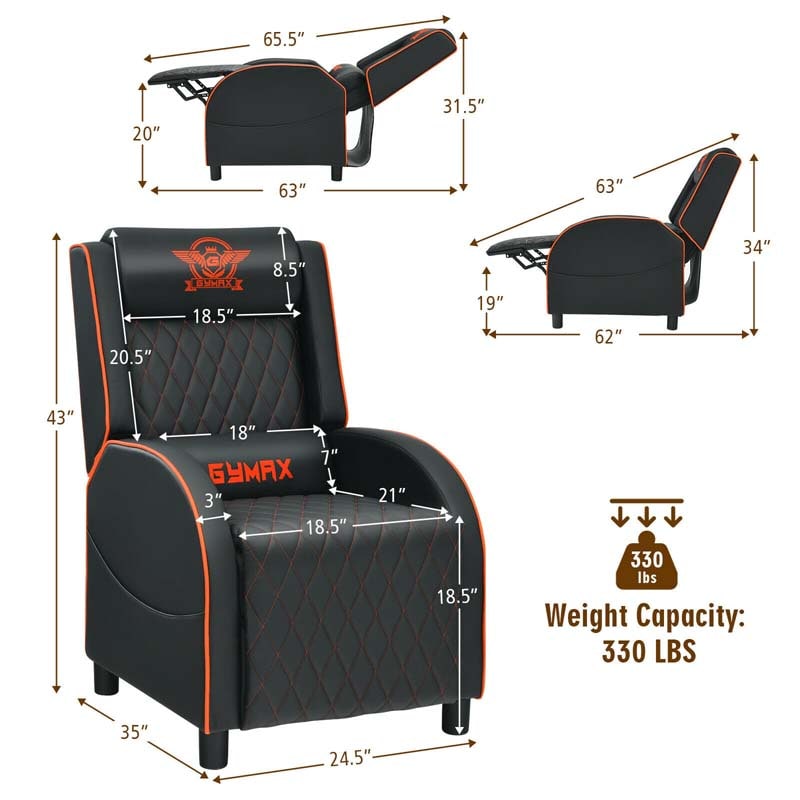 Massage Gaming Recliner Chair, PU Leather Gaming Sofa, Single Sofa, Lounge Sofa, Home Theater Seat with Adjustable Backrest & Footrest