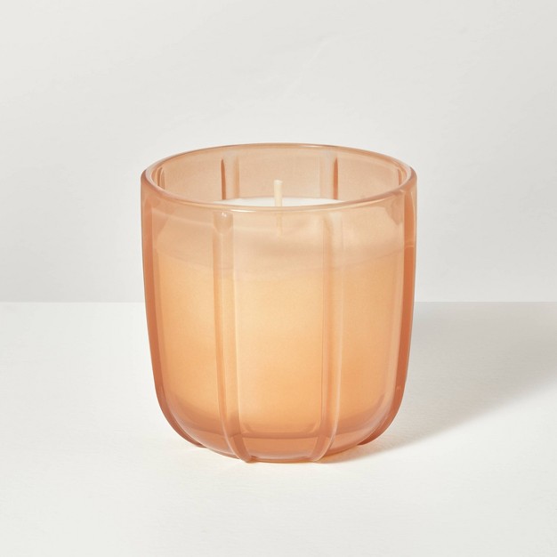 Tinted Glass Sandalwood amp Terracotta Ribbed Jar Candle Orange With Magnolia