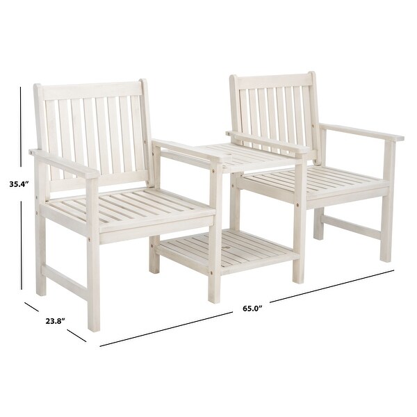 SAFAVIEH Brea Outdoor Solid Wood Twin Seat Bench