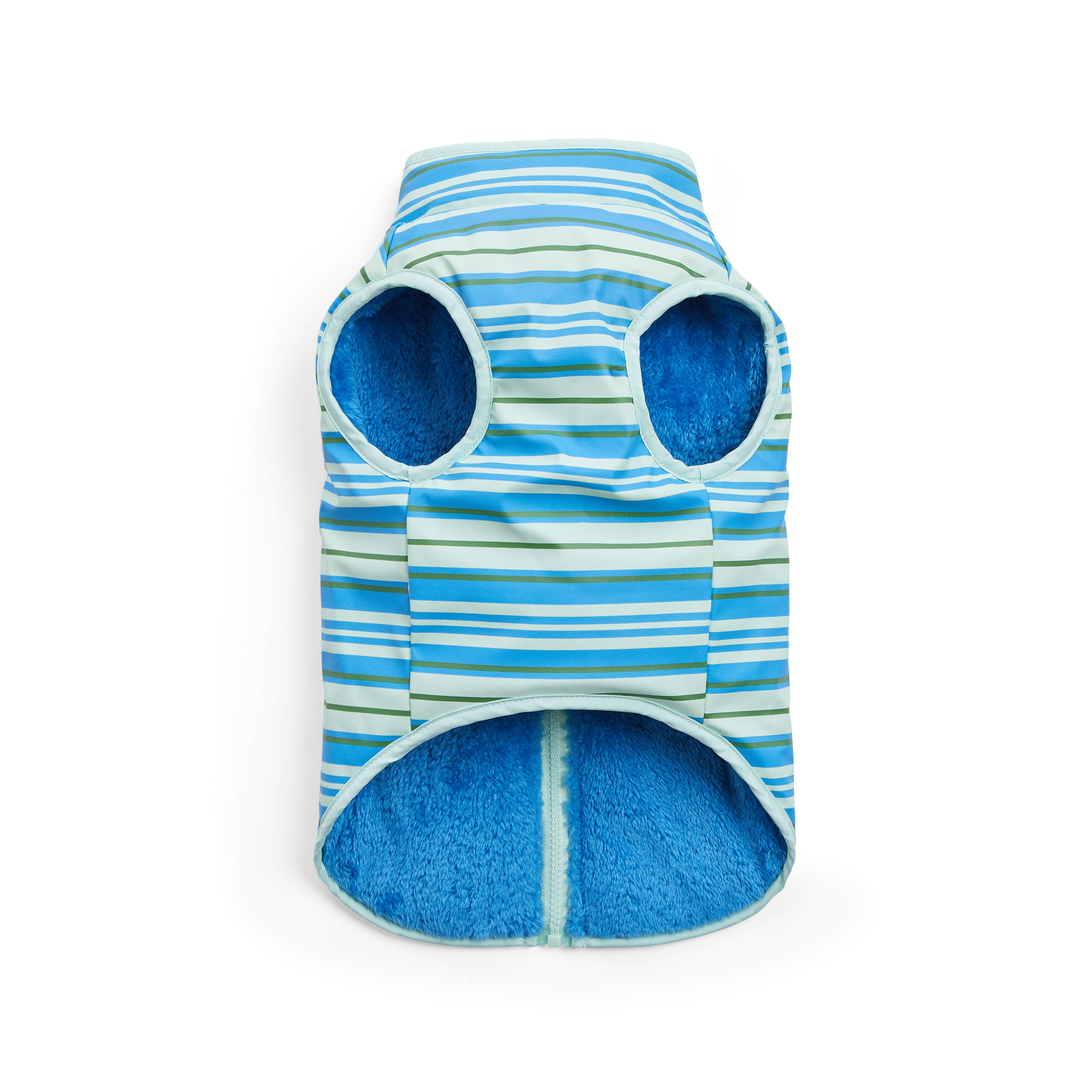 YOULY Blue Reversible Stripe Pet Jacket， XX-Small