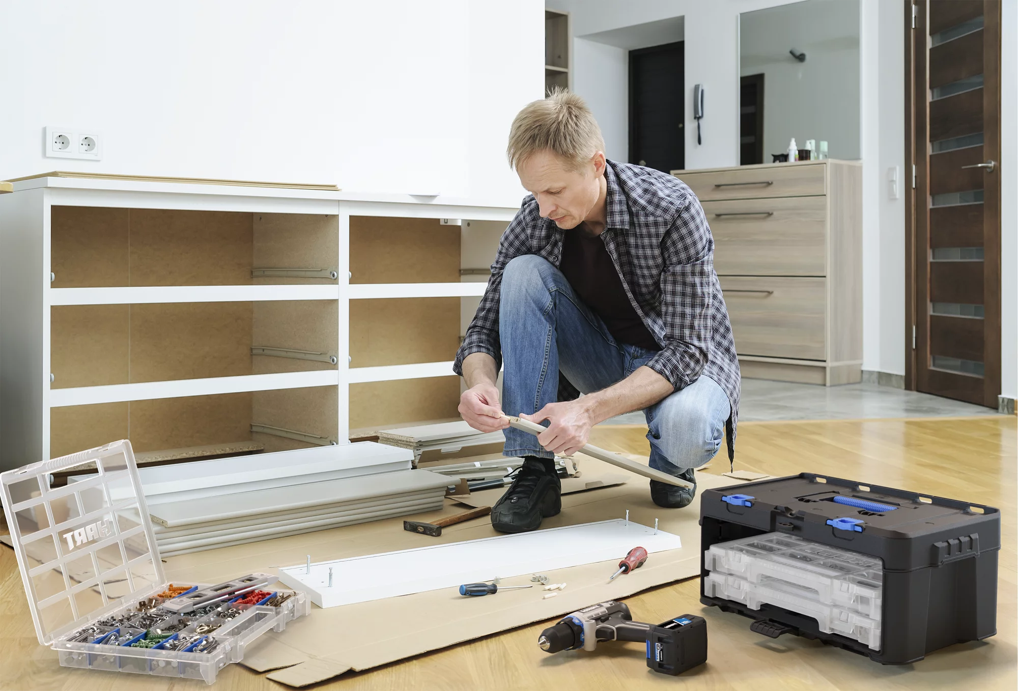 Hart 249736 Stack System 3 Case Parts and Tool Box Organizer， Fits Hart's Modular Storage System