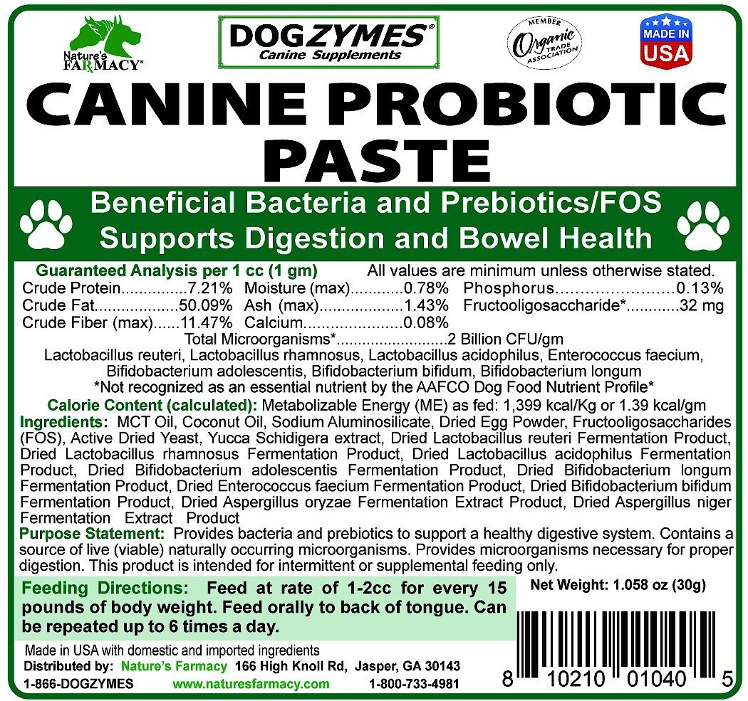 Nature's Farmacy Dogzymes Probiotic Paste Dog Supplement