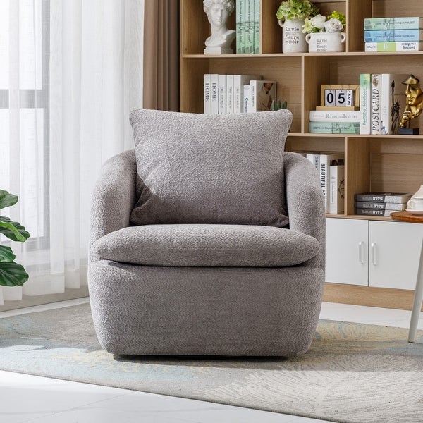 Modern Upholstered Living Room Swivel Club Chair with Pillow