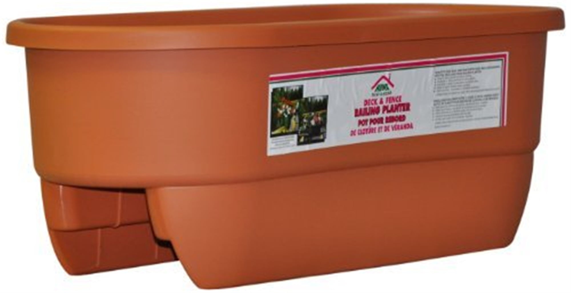 Apollo Plastic Dual Deck Railing Planter, Terra Cotta Color, 24