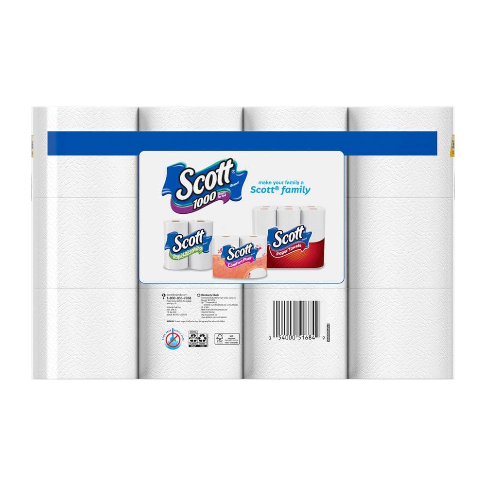 Scott 1-Ply White 1000-Sheet Toilet Paper(1000 Sheets Per Roll 36 Rolls Per Pack) 53897