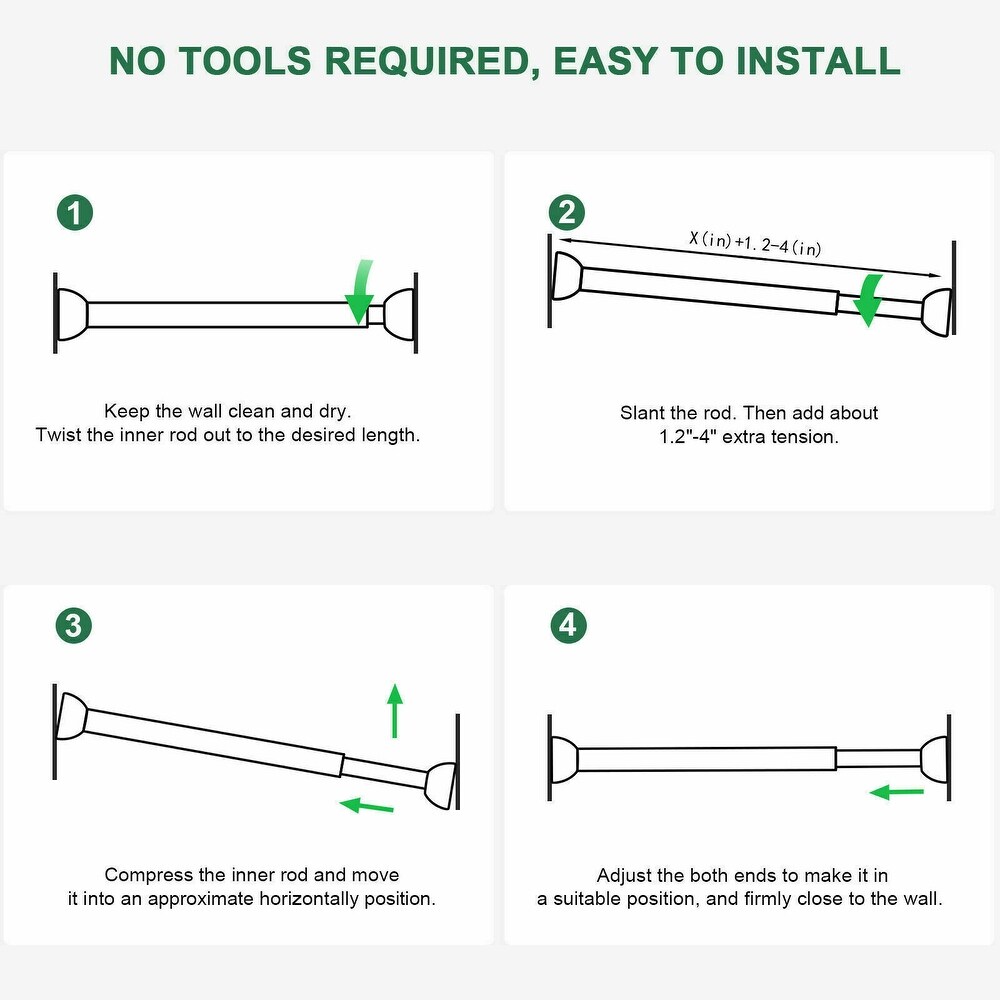 1 inch Adjustable Tension mounted Shower or Window Curtain Rod