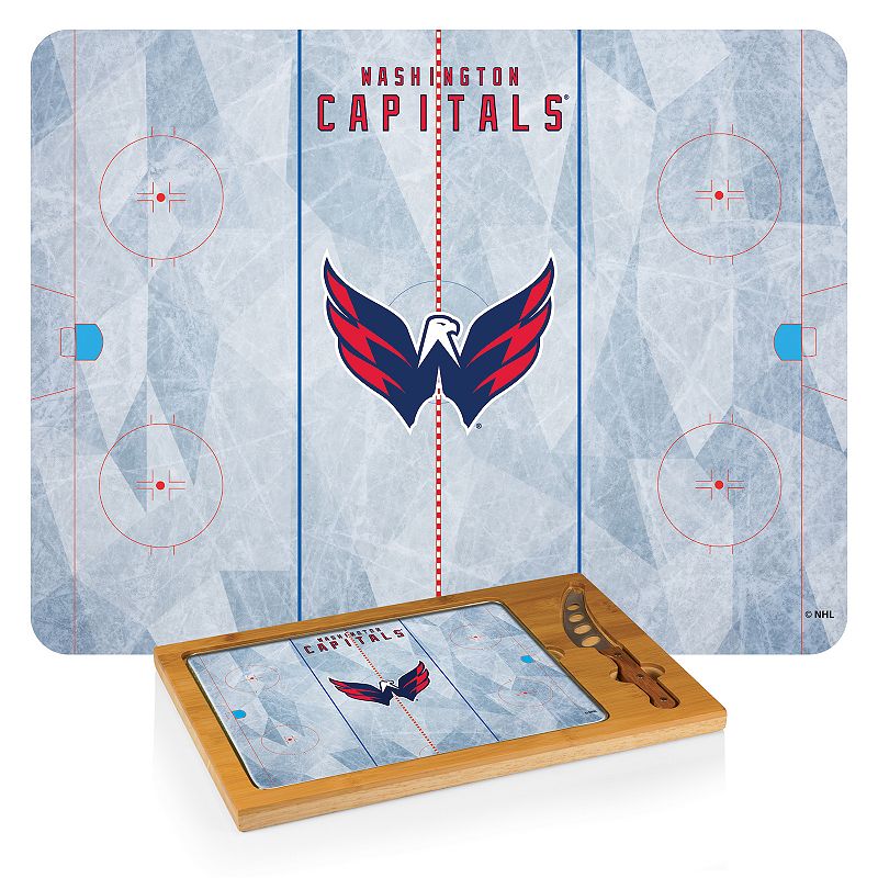 Picnic Time Washington Capitals Icon Glass Top Cutting Board and Knife Set