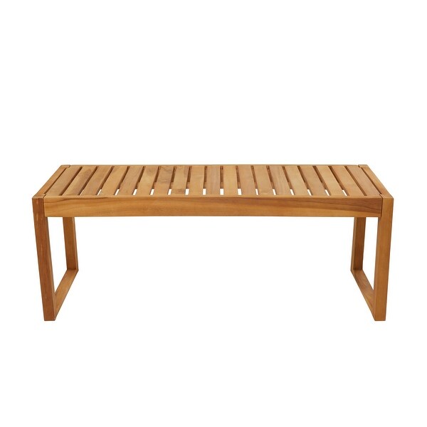 Brown Teak Contemporary Outdoor Accent Table