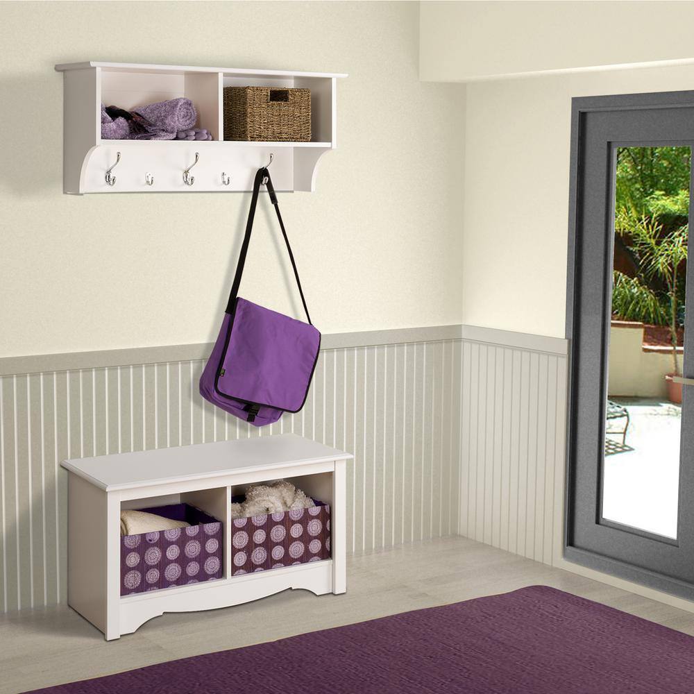 Prepac 36 in. Wall-Mounted Coat Rack in White WEC-3616