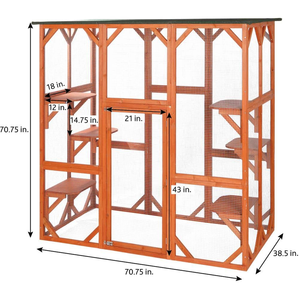 TRIXIE 70.75 in. x 38.5 in. x 70.75 in. Wooden Outdoor Cat House 44110