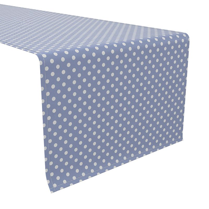 Table Runner， 100% Cotton， 16x72， Pale Blue Polka Dots