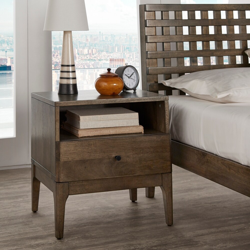 Ozan Walnut Finish 1 drawer Nightstand by iNSPIRE Q Modern
