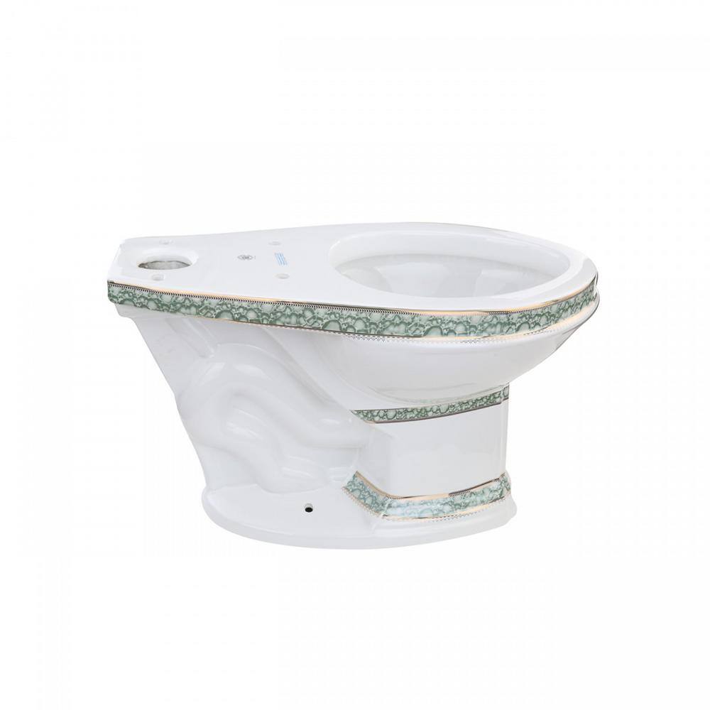 RENOVATORS SUPPLY MANUFACTURING Corner Elongated 2-Piece Dual Flush Bathroom Toilet India Reserve Design Green Gold Painted Manufacturing 30688