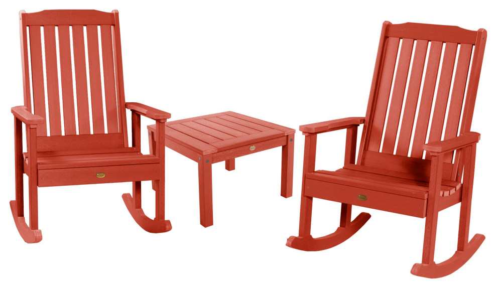 Lehigh Rocking Chair Set With Side Table   Contemporary   Outdoor Lounge Sets   by highwood  Houzz