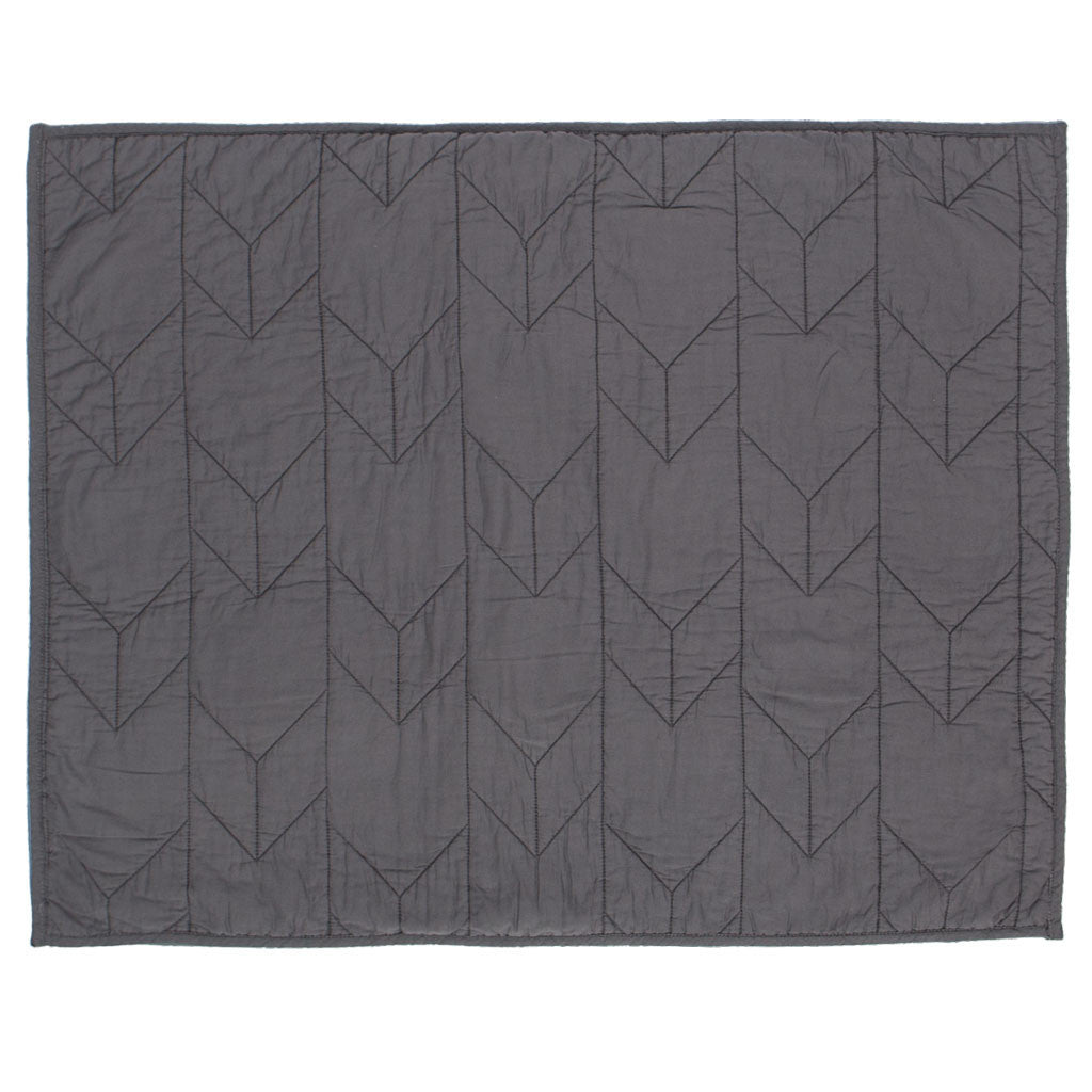 Charcoal Grey Chevron Quilt Sham Pair