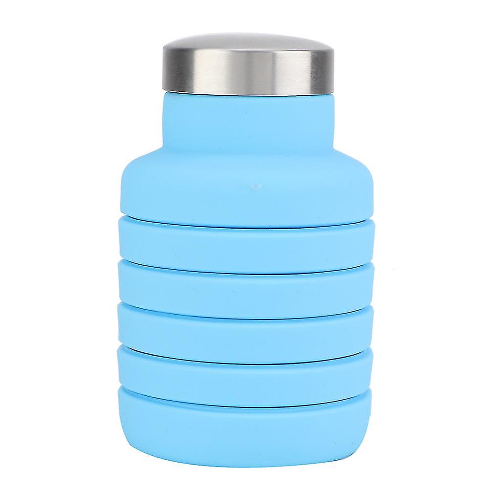 500ML Portable Folding Foldable Outdoor Travel Cup Water Bottle Mug Office Home (Blue)