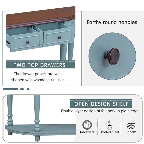 JASIWAY Retro Circular Curved Design Console Table