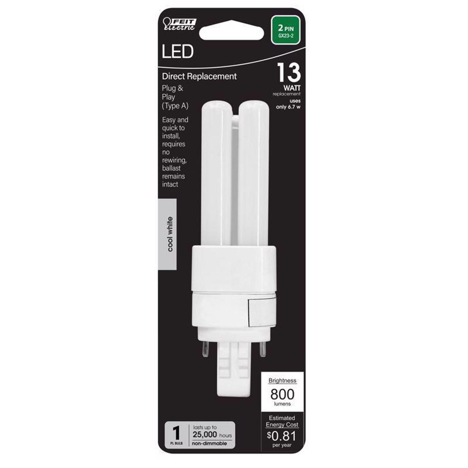 Feit LED Linear PL GX23-2 LED Light Bulb Cool White 13 Watt Equivalence 1 pk