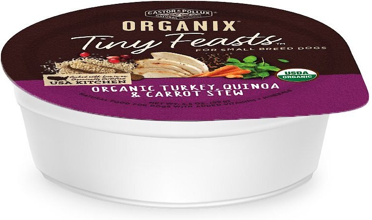 Castor and Pollux Organix Tiny Feasts Organic Turkey， Quinoa and Carrot Stew Dog Food Trays