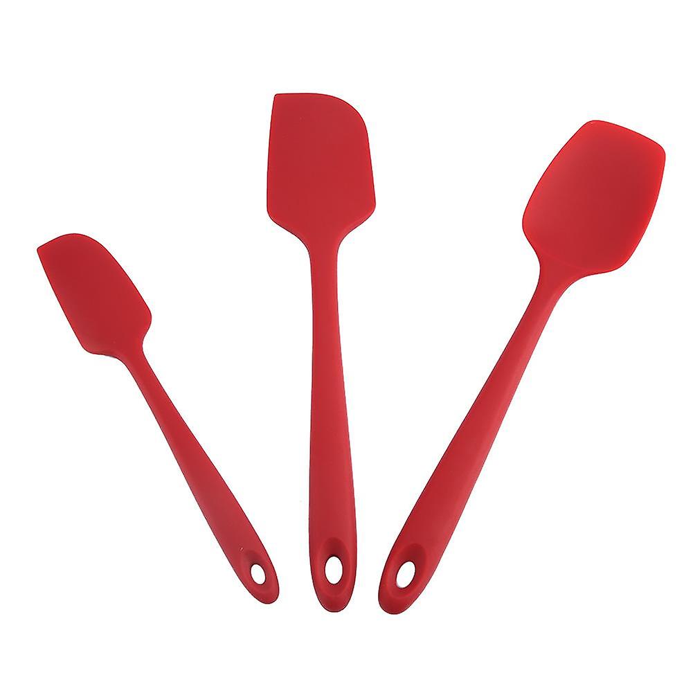 Three-piece silicone scraper Baking cake cream spatula knife batter mixing knife(Red)