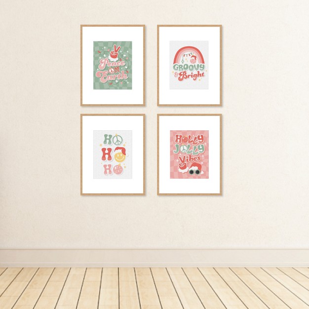 Big Dot Of Happiness Groovy Christmas Unframed Pastel Holiday Linen Paper Wall Art Set Of 4 Artisms 8 X 10 Inches