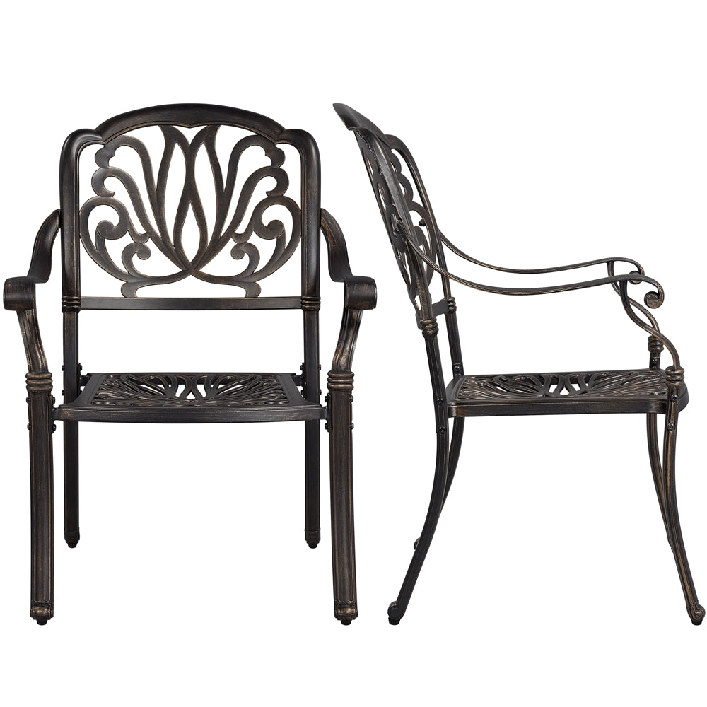 SmileMart Antique Bronze Scroll Design Aluminum Outdoor Bistro Chairs, Set of 2