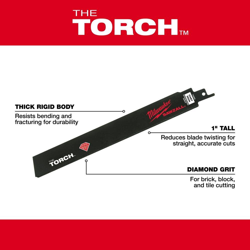 MW 9 in. Diamond Grit the Torch SAWZALL Blade 48-00-1450 from MW