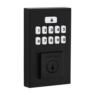 Kwikset SmartCode 260 Contemporary Matte Black Keypad Single Cylinder Electronic Deadbolt Featuring SmartKey Security 9260CNT514SMRBP