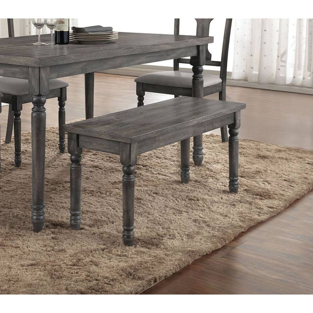 Global Pronex Wallace Bench in Weathered Gray for Living Room and Dining Room